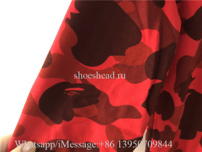 Bape Color Camo Shark Full Zip Hoodie Red