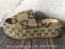 Gucci Camel And Ebony Maxi GG Canvas Platform Sandals