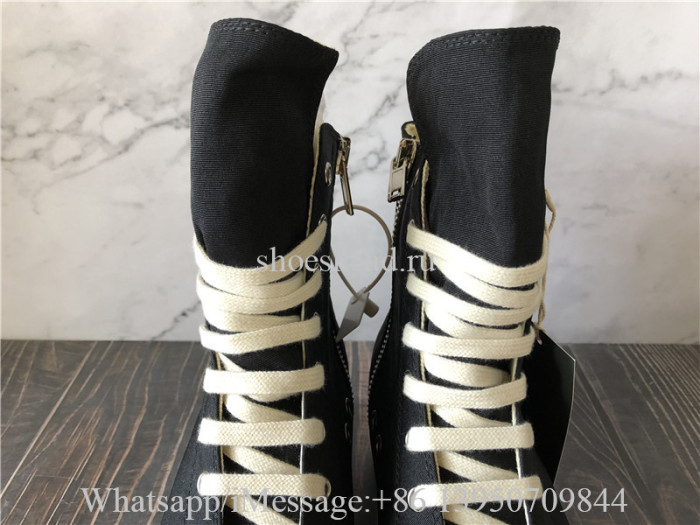 Rick Owens RO Sneakers High Canvas Thick bottom Black White
