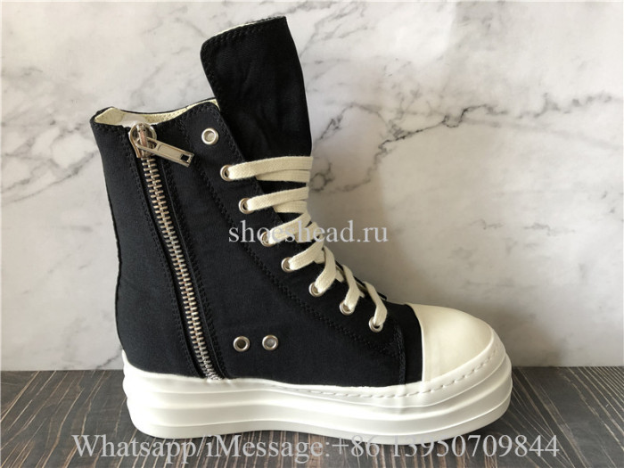 Rick Owens RO Sneakers High Canvas Thick bottom Black White