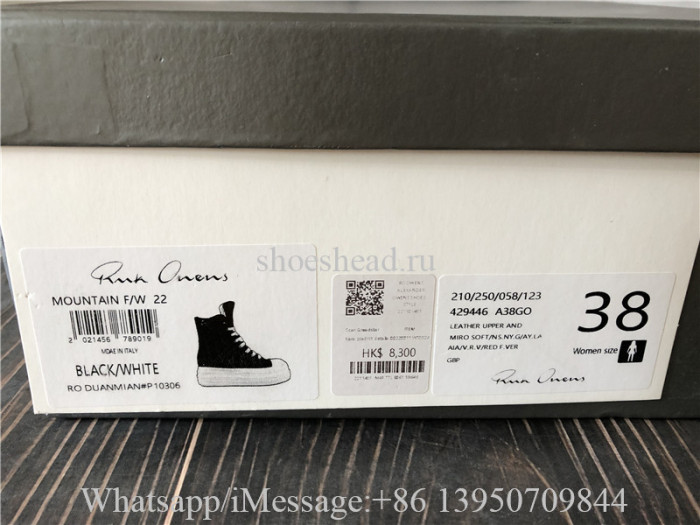 Rick Owens RO Sneakers High Canvas Thick bottom Black White