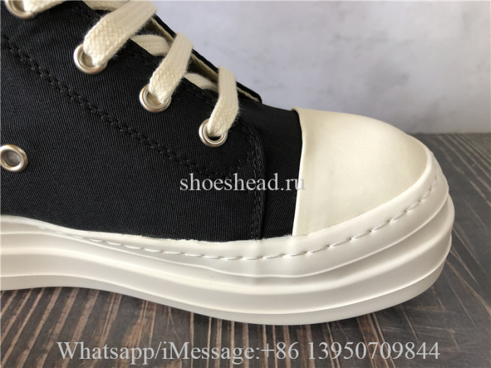 Rick Owens RO Sneakers High Canvas Thick bottom Black White