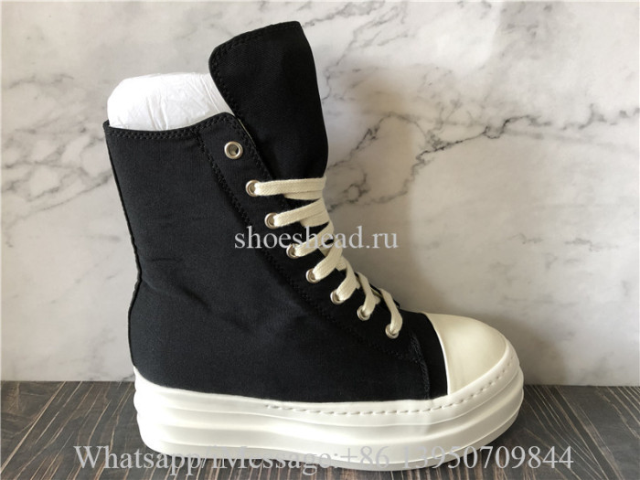 Rick Owens RO Sneakers High Canvas Thick bottom Black White