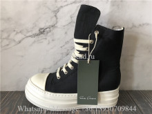 Rick Owens RO Sneakers High Canvas Thick bottom Black White
