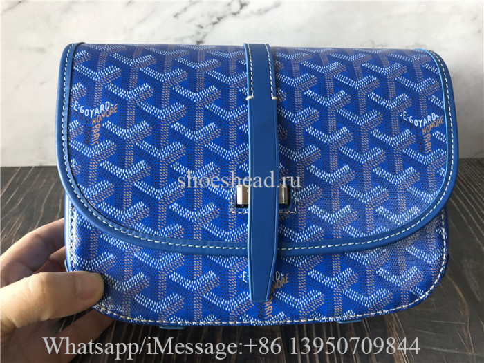 Original Goyard Belvedere II Messenger Bag Coated Canvas MM Blue