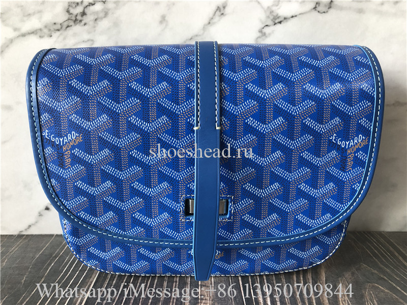Original Goyard Belvedere II Messenger Bag Coated Canvas MM Blue