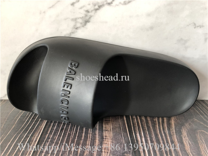 Balenciaga Logo Chunky Slide Rubber Black