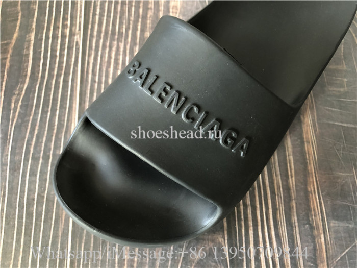 Balenciaga Logo Chunky Slide Rubber Black