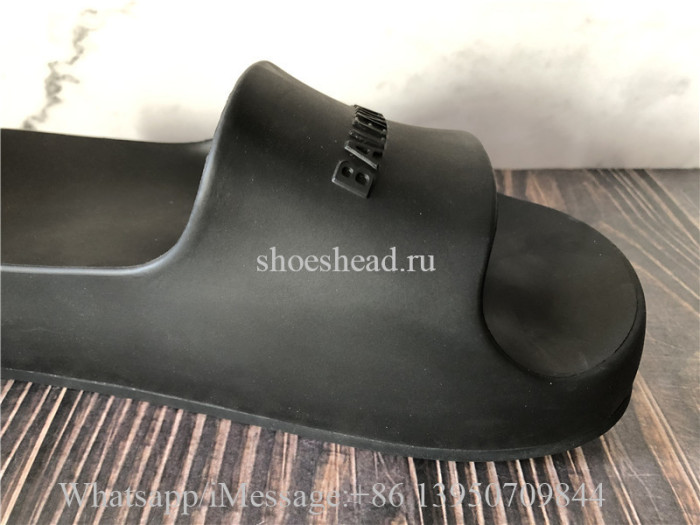 Balenciaga Logo Chunky Slide Rubber Black