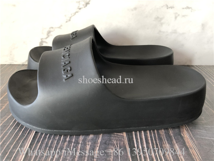 Balenciaga Logo Chunky Slide Rubber Black
