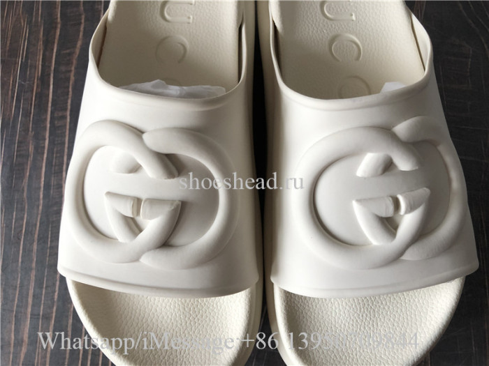 Gucci Women's Slide Sandal With Interlocking G White
