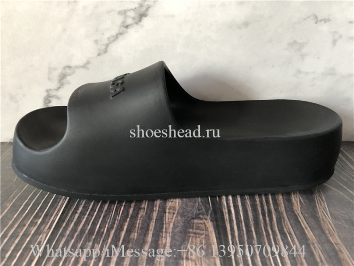 Balenciaga Logo Chunky Slide Rubber Black