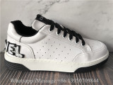 Chanel Grained Calfskin Fabric Womens Logo Sneakers White Black