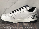 Chanel Grained Calfskin Fabric Womens Logo Sneakers White Black