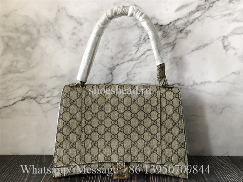 Original Gucci x Balenciaga Hourglass Hacker Aria Supreme Canvas GG Logo Small Bag