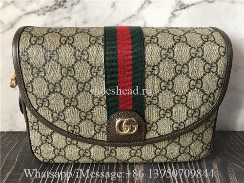 Original Gucci Ophidia Mini Beige And Ebony GG Supreme Shoulder Bag