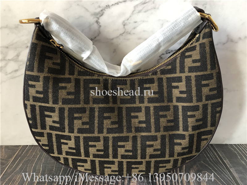 Original Fendigraphy Small Brown FF Fabric Bag