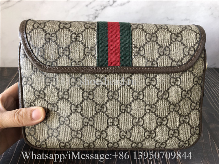 Original Gucci Ophidia Mini Beige And Ebony GG Supreme Shoulder Bag