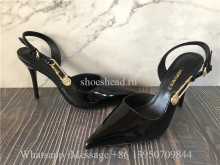 Versace Safety Pin Patent Leather Sling-Back Pumps