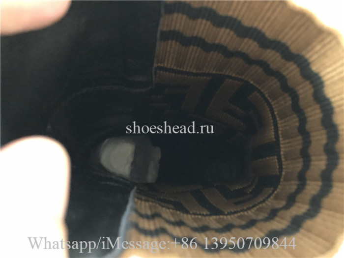 Fendi Dark Brown Beige Rockoko Logo Heels Boots