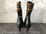 Fendi Dark Brown Beige Rockoko Logo Heels Boots