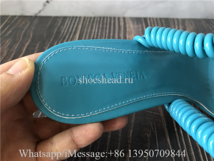 Bottega Veneta Leather Wire Stretch in Turquoise Blue Heels