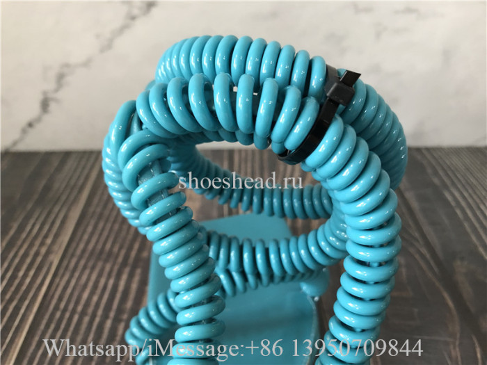 Bottega Veneta Leather Wire Stretch in Turquoise Blue Heels