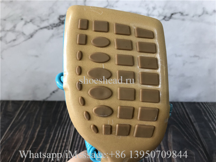 Bottega Veneta Leather Wire Stretch in Turquoise Blue Heels