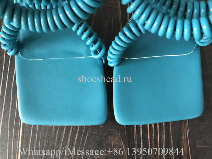 Bottega Veneta Leather Wire Stretch in Turquoise Blue Heels