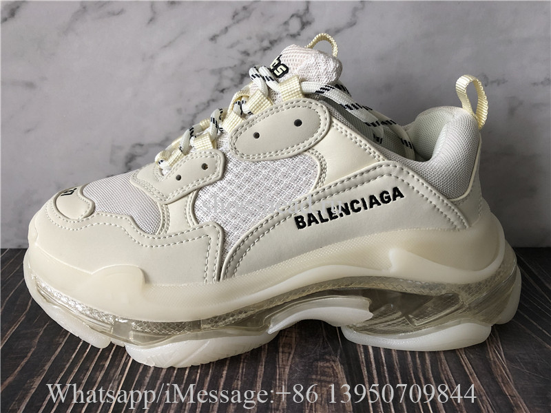 Balenciaga Triples Clear Sole Trianer Cream White