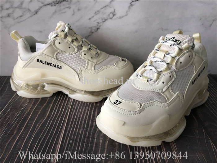 Balenciaga Triples Clear Sole Trianer Cream White