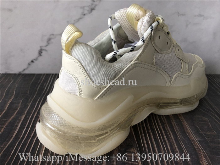 Balenciaga Triples Clear Sole Trianer Cream White