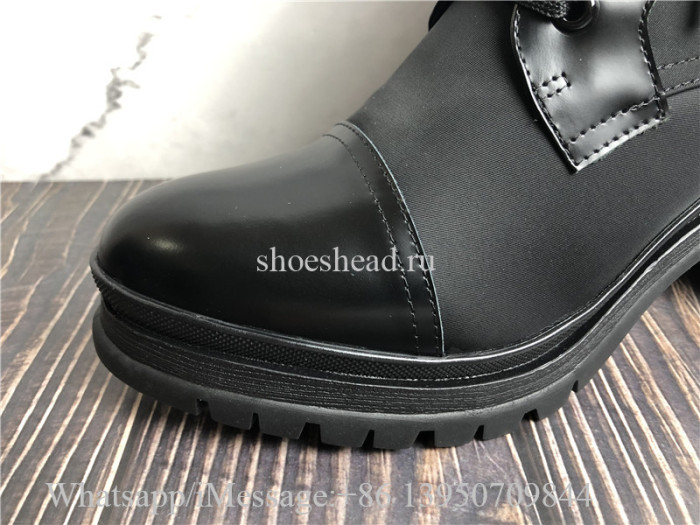 Prada Brushed Leather and Nylon Booties