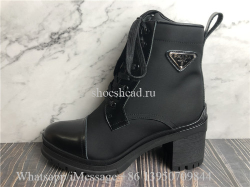 Prada Brushed Leather and Nylon Booties
