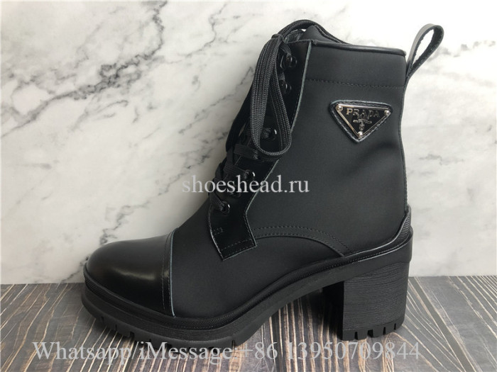 Prada Brushed Leather and Nylon Booties
