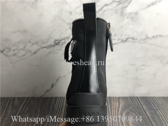 Prada Brushed Leather and Nylon Booties