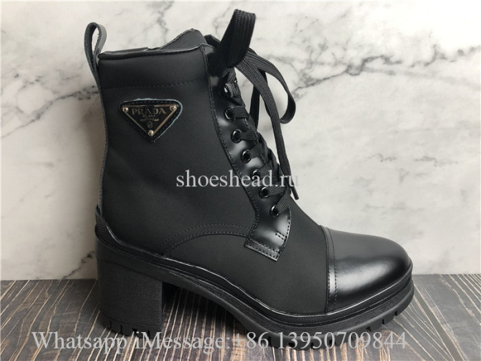 Prada Brushed Leather and Nylon Booties