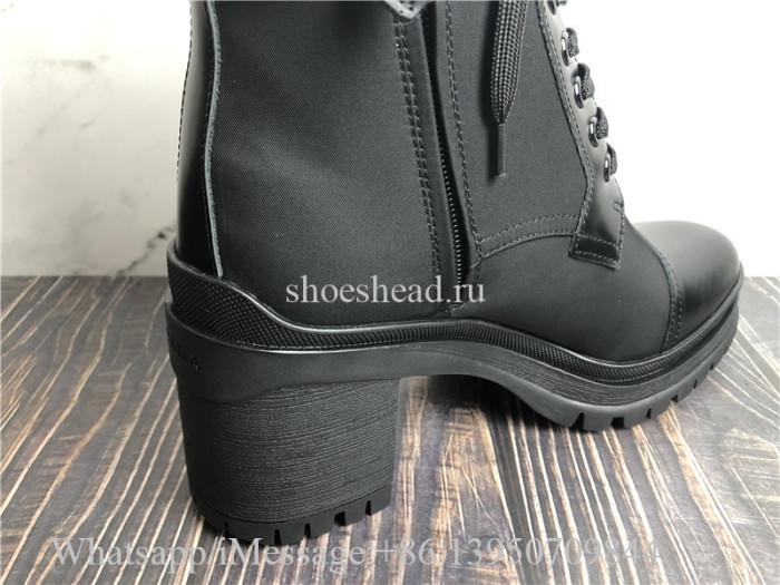 Prada Brushed Leather and Nylon Booties