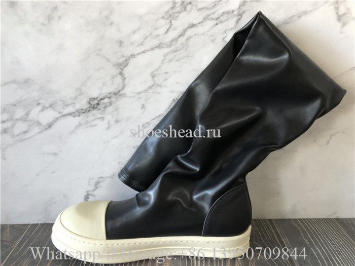 Rick Owens Over Knee Black Leather Boots