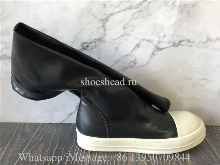 Rick Owens Over Knee Black Leather Boots