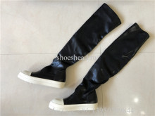 Rick Owens Over Knee Black Leather Boots
