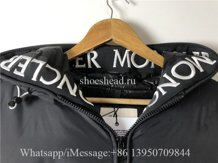 Moncler Black Long Down Jacket With Moncler Logo