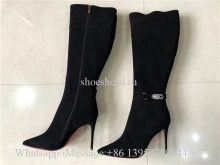 Christian Louboutin Bianca Suede Knee-High Boots Black
