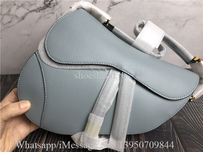 Original Dior Horizon Blue Grained Calfskin Saddle Bag With Strap