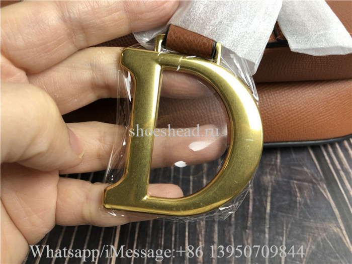 Original Dior Saddle Bag With Strap Cognac-Colored Grained Calfskin