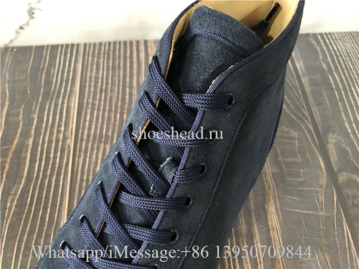 Christian Louboutin Flat High Top Navy Blue Suede