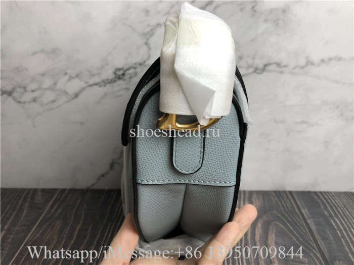 Original Dior Horizon Blue Grained Calfskin Saddle Bag With Strap