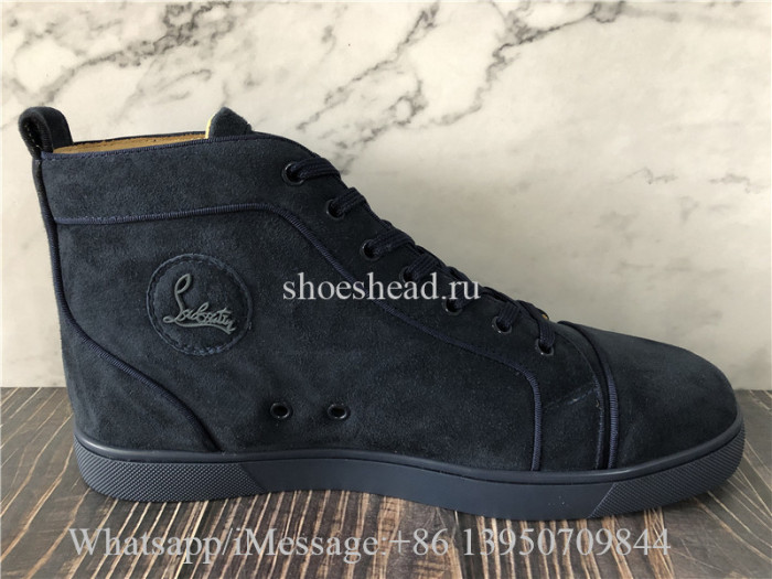 Christian Louboutin Flat High Top Navy Blue Suede