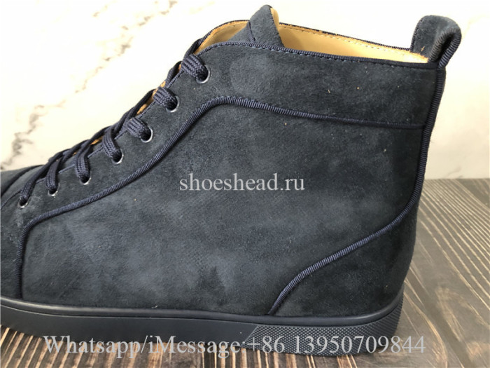 Christian Louboutin Flat High Top Navy Blue Suede
