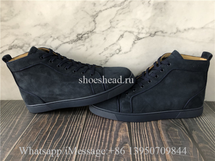 Christian Louboutin Flat High Top Navy Blue Suede